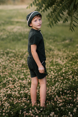 Green Towel Hat with White Details