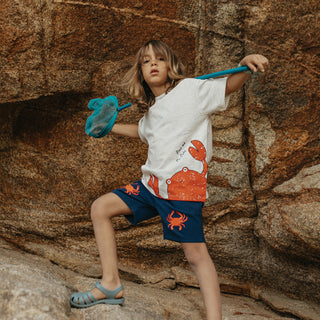 Navy Short with Crab Embroidery