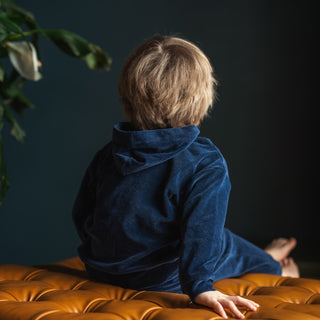 Navy Velvet Sweatshirt + Pants Set