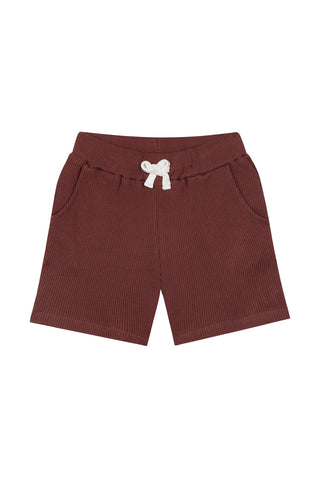 Tile Waffle Short Sleeve Tshirt Short Set with Contrast White