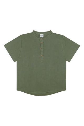 Green Muslin Short Sleeve Top Short Set