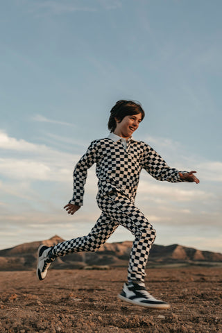 Charcoal Checks Long Sleeve Polo Tshirt
