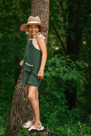 Green Towel Dress with Flower Details