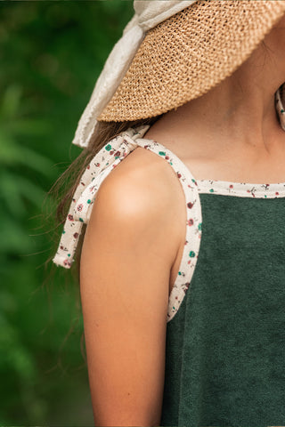 Green Towel Dress with Flower Details