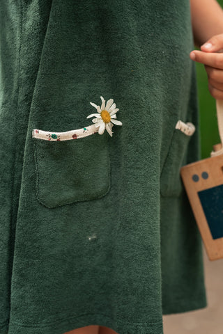 Green Towel Dress with Flower Details