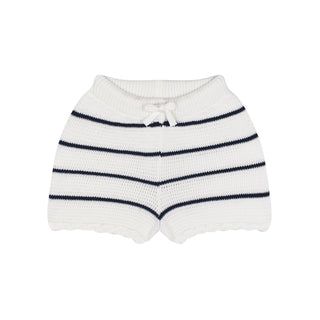 White Striped Knit Short Set