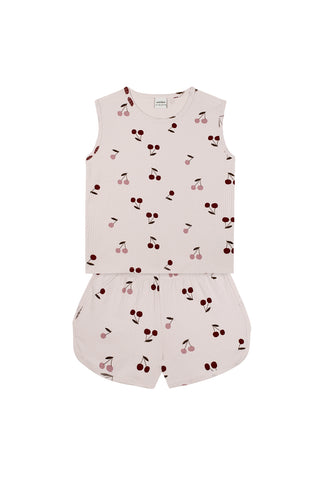 Cherry Blush Sleeveless Top Short Pyjama