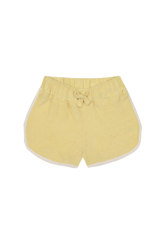Yellow Towel Sleeveless Top Shorts Set with White Details
