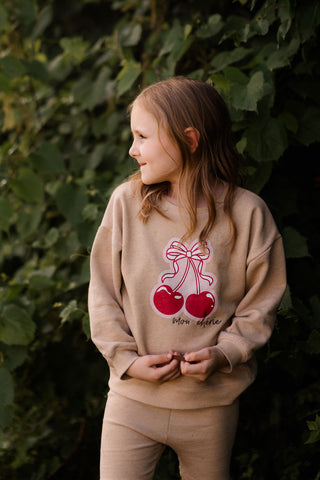 Cherry Sweatshirt Biker Tights Set