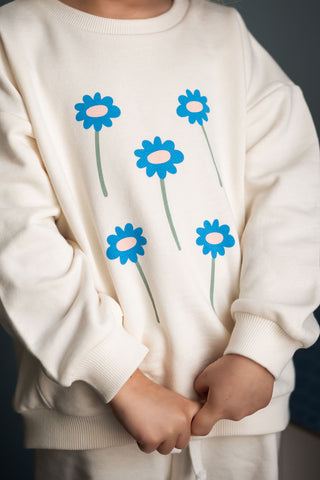 Graphic Flowers Sweatshirt Pants Set