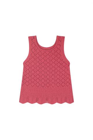 Pink Jacquard Knit Sleveless Top Short Set
