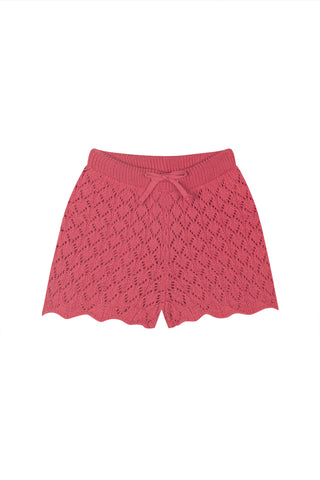 Pink Jacquard Knit Sleveless Top Short Set