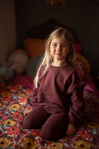 Lace Trim Detailed Dusty Plum Sweatshirt