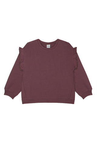 Lace Trim Detailed Dusty Plum Sweatshirt