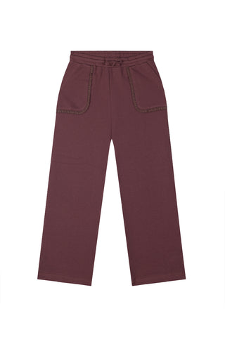 Lace Trim Detailed Dusty Plum Pants