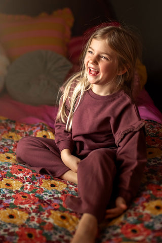 Lace Trim Detailed Dusty Plum Pants