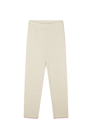 Milk Jacquard Long Sleeve and Legging Pyjama with Rose