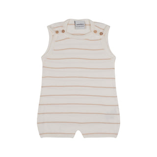 Beige Striped White Knit Playsuit