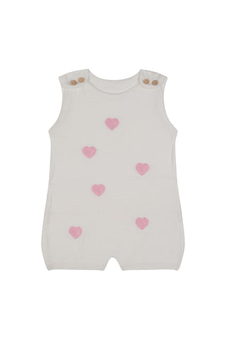 Pink Heart Appliqué Knit Playsuit