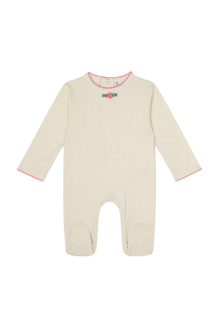Rose Detailed Milk Jacquard Footsie