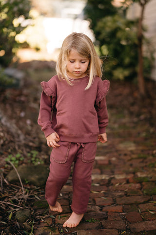 Lace Trim Detailed Dusty Plum Sweatshirt