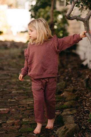 Lace Trim Detailed Dusty Plum Sweatshirt