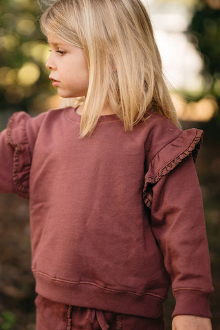 Lace Trim Detailed Dusty Plum Sweatshirt