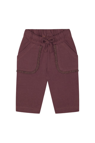 Lace Trim Detailed Dusty Plum Pants