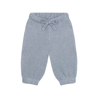 Blue Textured 3 PLY Sweatshirt with Bear Ears + Pants Set