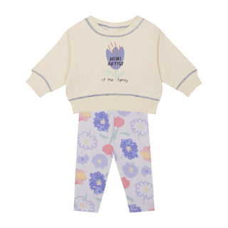 Watercolor Flowers Sweatshirt Tights Set