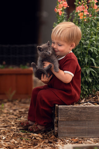 Tile Waffle Short-Sleeve Tshirt Pants Set with Contrast White