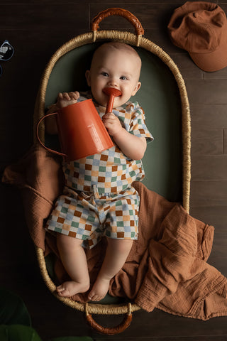 Soft Beach Check Short-Sleeve Tee Shorts Set