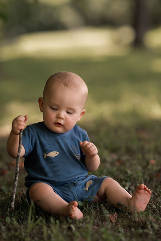 Marine Short-Sleeve Tee Shorts Set