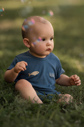 Marine Short-Sleeve Tee Shorts Set