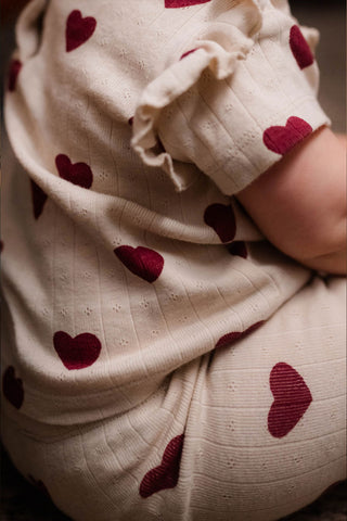 Heart Jacquard Tshirt Tights Set