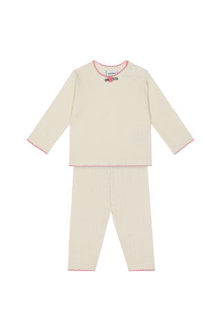 Rose Detailed Milk Jacquard Long Sleeve Legging  Set