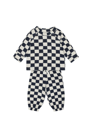 Charcoal Checks Sweatshirt Pants Set