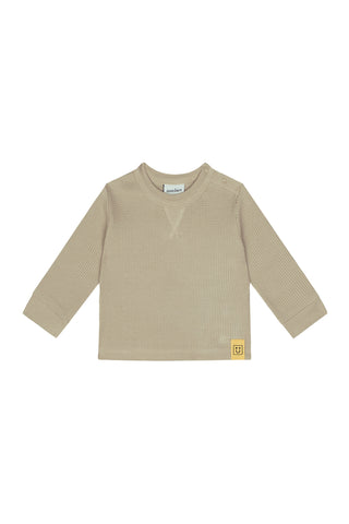 Smiley Detailed Waffle Long Sleeve Tshirt Pants Set