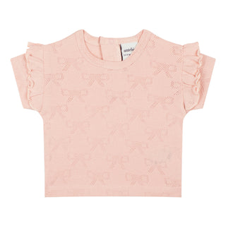 Ribbon Jacquard Ruffled Tshirt