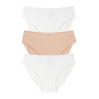 Blush and White Jacquard Briefs / Pack of 3